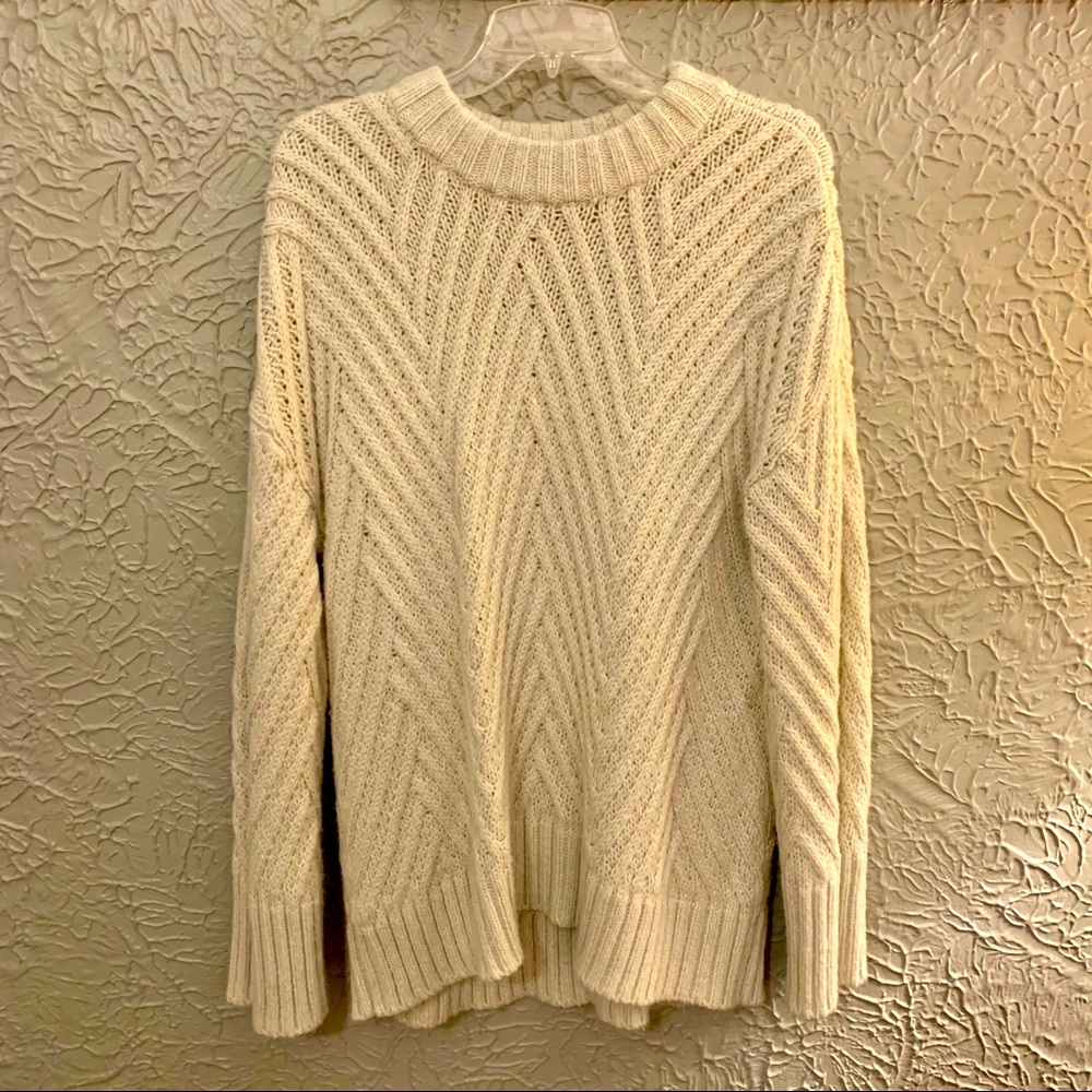 A New Day Women’s Chunky Oversized Knit Crew Neck Cream Sweater Size XL